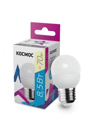 Лампа светодиодная LED 8.5Вт GL45 220В Е27 D37x99 3000K 720 лм теплый Космос