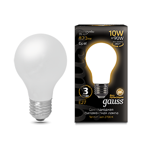 Лампа светодиодная LED 10 Вт 820 Лм 2700К теплая Е27 А60 milky Filament Gauss