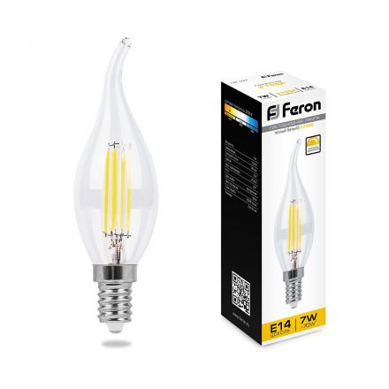 Лампа светодиодная LED 7вт Е14 теплый свеча на ветру FILAMENT диммируемая