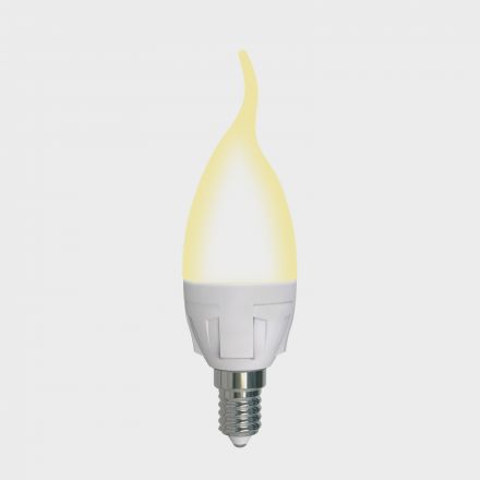 LED-CW37 7W/3000K/E14/FR/DIM PLP01WH Лампа светодиодная, диммируемая. Форма «свеча на ветру», матовая. Серия Яркая. Теплый белый свет (3000K). Картон. ТМ Uniel.