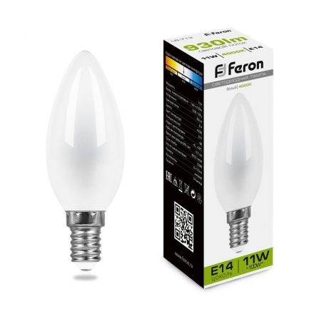 Лампа светодиодная LED 11вт Е14 белый матовая свеча FILAMENT